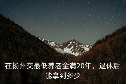 在揚州交最低養老金滿20年，退休后能拿到多少