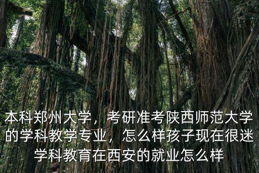 本科鄭州大學，考研準考陜西師范大學的學科教學專業，怎么樣孩子現在很迷學科教育在西安的就業怎么樣