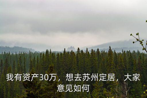 我有資產(chǎn)30萬，想去蘇州定居，大家意見如何