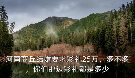 河南商丘結婚要求彩禮25萬，多不多，你們那邊彩禮都是多少