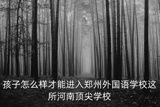 孩子怎么樣才能進入鄭州外國語學(xué)校這所河南頂尖學(xué)校
