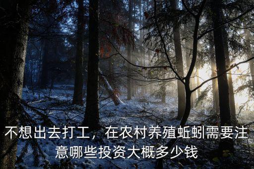 不想出去打工，在農(nóng)村養(yǎng)殖蚯蚓需要注意哪些投資大概多少錢
