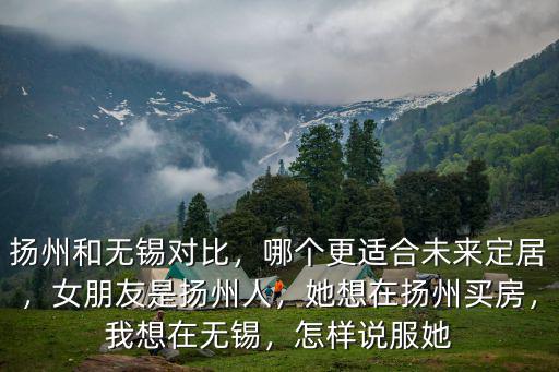 揚州和無錫對比，哪個更適合未來定居，女朋友是揚州人，她想在揚州買房，我想在無錫，怎樣說服她