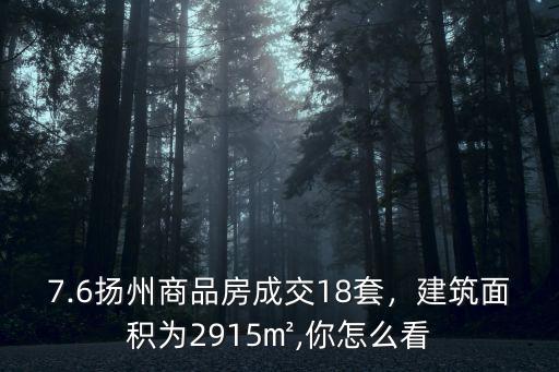 7.6揚州商品房成交18套，建筑面積為2915㎡,你怎么看