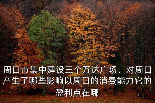 周口市集中建設三個萬達廣場，對周口產生了哪些影響以周口的消費能力它的盈利點在哪