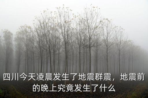 今天四川哪里有地震了嗎,四川今天凌晨發生了地震群震