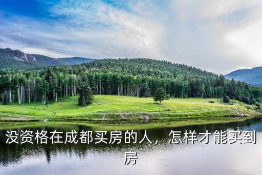 成都哪里買房不要資格,沒資格在成都買房的人