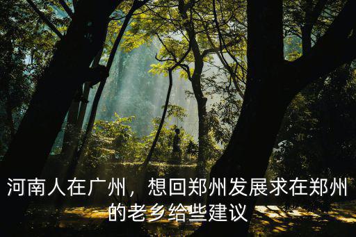 河南人在廣州，想回鄭州發(fā)展求在鄭州的老鄉(xiāng)給些建議