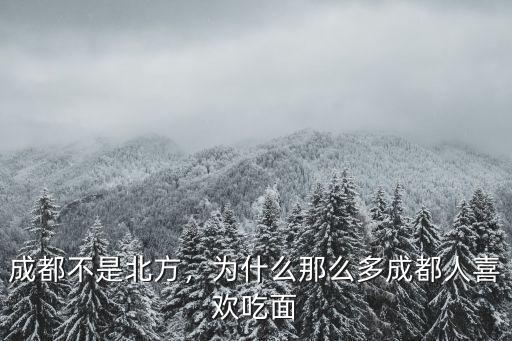 成都不是北方，為什么那么多成都人喜歡吃面