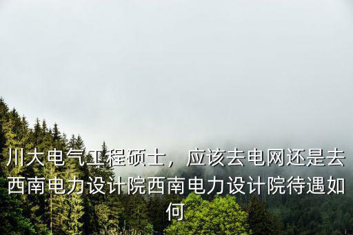 川大電氣工程碩士，應該去電網還是去西南電力設計院西南電力設計院待遇如何