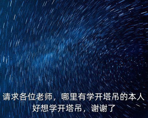 請求各位老師，哪里有學開塔吊的本人好想學開塔吊，謝謝了