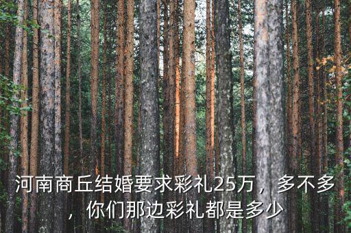 河南商丘結(jié)婚要求彩禮25萬，多不多，你們那邊彩禮都是多少