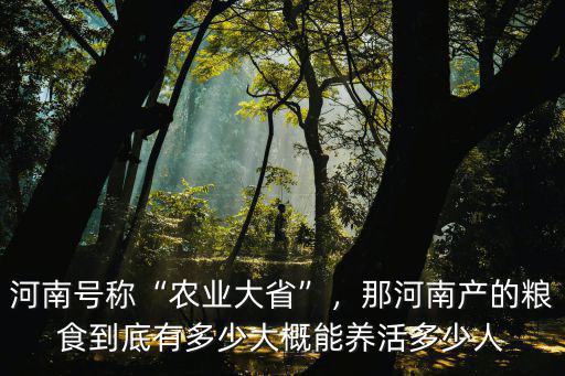 河南號稱“農(nóng)業(yè)大省”，那河南產(chǎn)的糧食到底有多少大概能養(yǎng)活多少人
