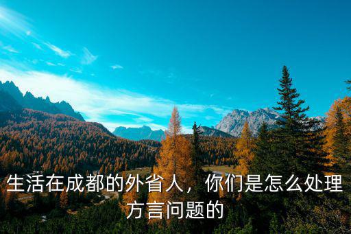 生活在成都的外省人，你們是怎么處理方言問題的