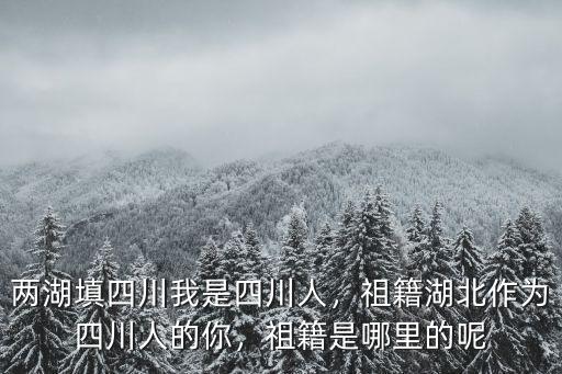 兩湖填四川我是四川人，祖籍湖北作為四川人的你，祖籍是哪里的呢