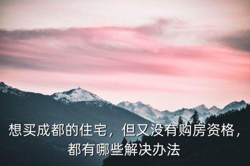 想買成都的住宅，但又沒有購房資格，都有哪些解決辦法
