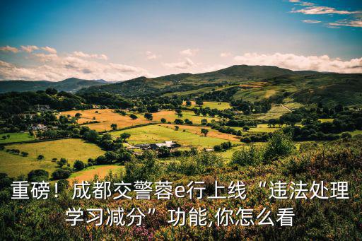 重磅！成都交警蓉e行上線“違法處理學習減分”功能,你怎么看