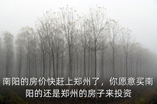 南陽(yáng)的房?jī)r(jià)快趕上鄭州了，你愿意買南陽(yáng)的還是鄭州的房子來(lái)投資