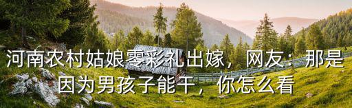 河南農(nóng)村姑娘零彩禮出嫁，網(wǎng)友：那是因?yàn)槟泻⒆幽芨桑阍趺纯? class=