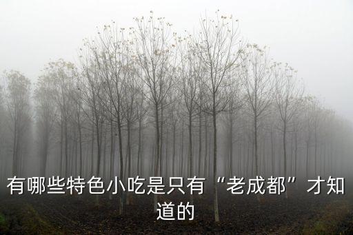 有哪些特色小吃是只有“老成都”才知道的