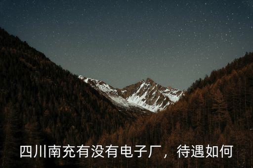 四川南充有沒有電子廠，待遇如何