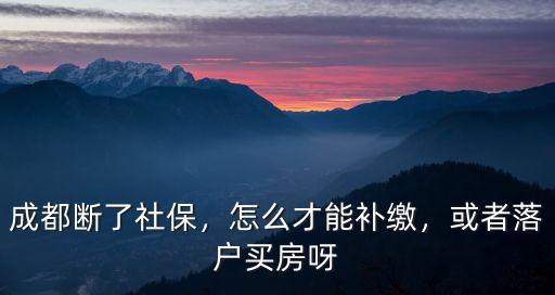 成都社保中間斷了去哪里補(bǔ)繳,成都斷了社保