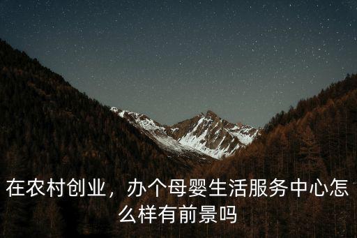 在農村創業，辦個母嬰生活服務中心怎么樣有前景嗎