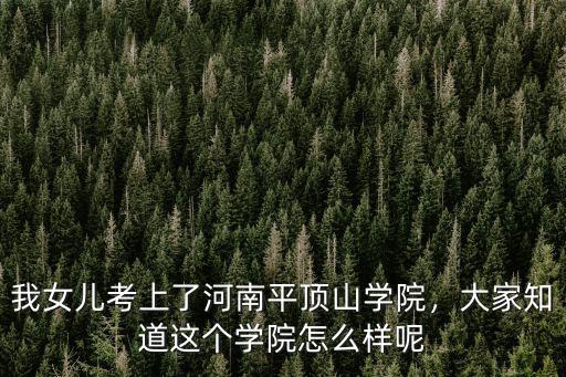 我女兒考上了河南平頂山學院，大家知道這個學院怎么樣呢