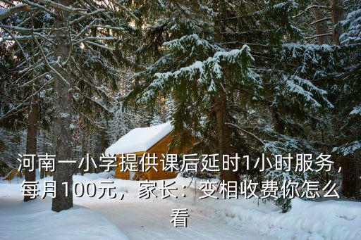 河南一小學(xué)提供課后延時(shí)1小時(shí)服務(wù)，每月100元，家長(zhǎng)：變相收費(fèi)你怎么看