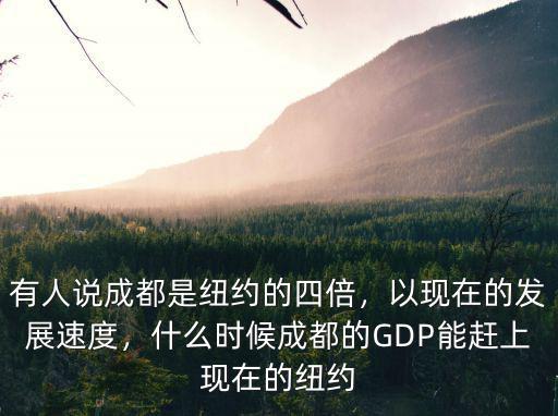 有人說成都是紐約的四倍，以現在的發展速度，什么時候成都的GDP能趕上現在的紐約