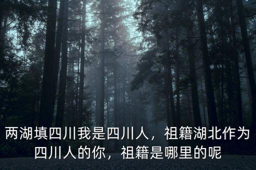 兩湖填四川我是四川人，祖籍湖北作為四川人的你，祖籍是哪里的呢