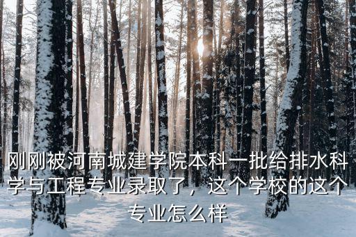 剛剛被河南城建學院本科一批給排水科學與工程專業錄取了，這個學校的這個專業怎么樣