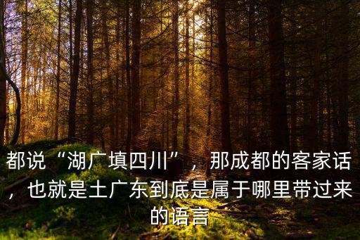都說“湖廣填四川”，那成都的客家話，也就是土廣東到底是屬于哪里帶過來的語言