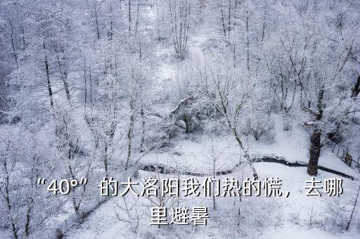 “40°”的大洛陽我們熱的慌，去哪里避暑
