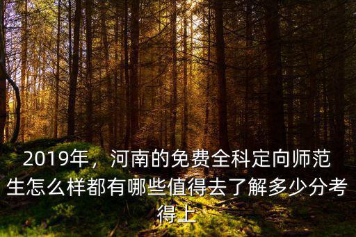 2019年，河南的免費全科定向師范生怎么樣都有哪些值得去了解多少分考得上