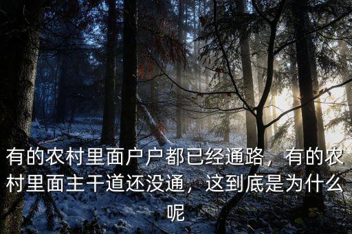 有的農村里面戶戶都已經通路，有的農村里面主干道還沒通，這到底是為什么呢