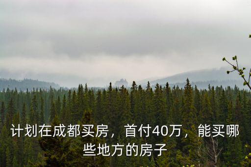 計劃在成都買房，首付40萬，能買哪些地方的房子