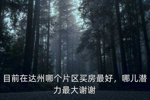 目前在達州哪個片區買房最好，哪兒潛力最大謝謝