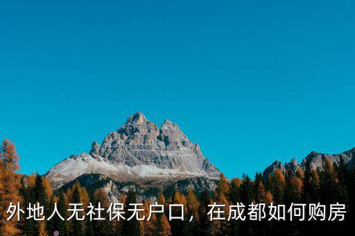 外地戶口沒得社保能買成都哪里的,外地人無成都戶口