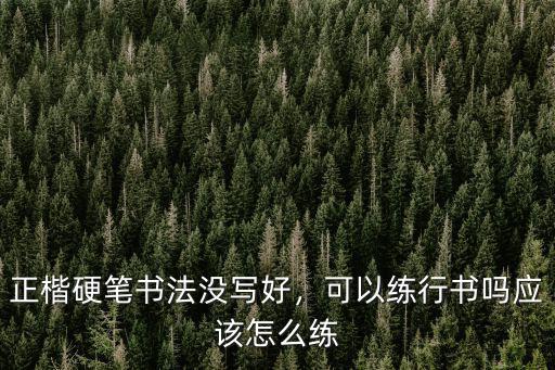 正楷硬筆書法沒寫好，可以練行書嗎應該怎么練