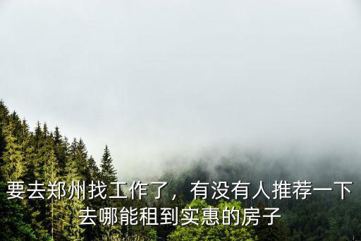 要去鄭州找工作了，有沒有人推薦一下去哪能租到實惠的房子