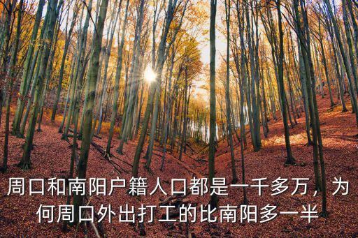 周口和南陽戶籍人口都是一千多萬，為何周口外出打工的比南陽多一半