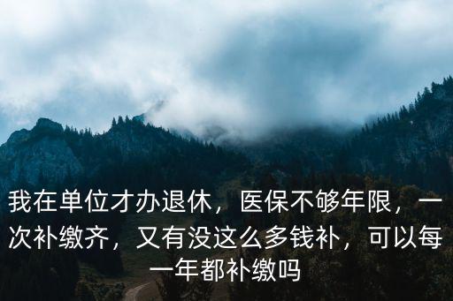 我在單位才辦退休，醫(yī)保不夠年限，一次補繳齊，又有沒這么多錢補，可以每一年都補繳嗎