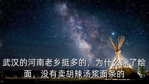 武漢的河南老鄉(xiāng)挺多的，為什么除了燴面，沒有賣胡辣湯漿面條的