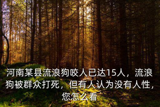 河南某縣流浪狗咬人已達(dá)15人，流浪狗被群眾打死，但有人認(rèn)為沒有人性，您怎么看