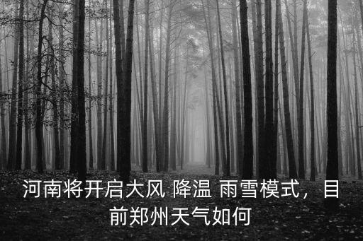 河南將開啟大風 降溫 雨雪模式，目前鄭州天氣如何