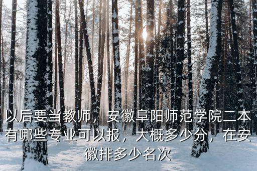 以后要當教師，安徽阜陽師范學院二本有哪些專業可以報，大概多少分，在安徽排多少名次