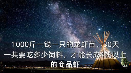 1000斤一錢一只的龍蝦苗，30天一共要吃多少飼料，才能長成4錢以上的商品蝦