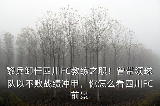 黎兵卸任四川FC教練之職！曾帶領(lǐng)球隊(duì)以不敗戰(zhàn)績(jī)沖甲，你怎么看四川FC前景