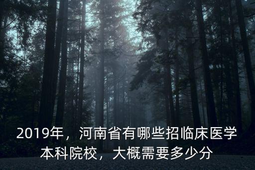 2019年，河南省有哪些招臨床醫學本科院校，大概需要多少分
